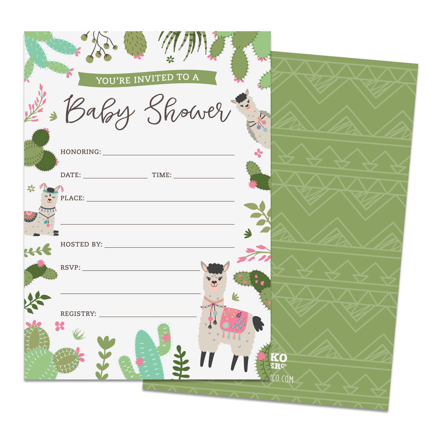 Llama Baby Shower Invitations