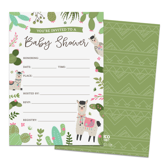 Llama Baby Shower Invitations