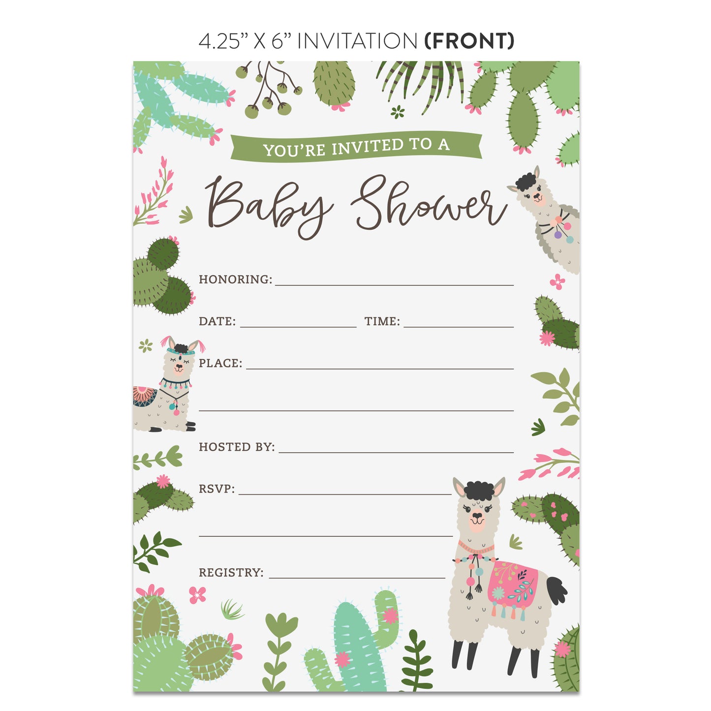 Llama Baby Shower Invitations