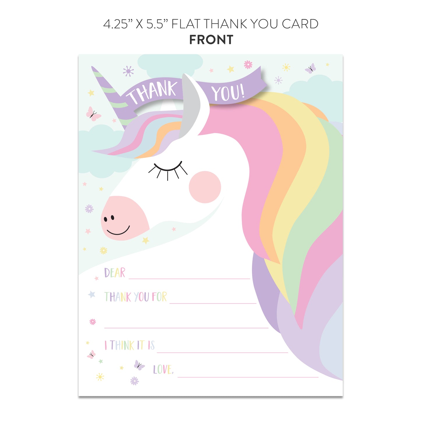 Magical Unicorn Fill-in-the-Blanks Thank You Cards (Flat)