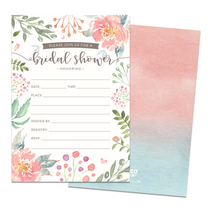 Pink Floral Bridal Shower Invitations