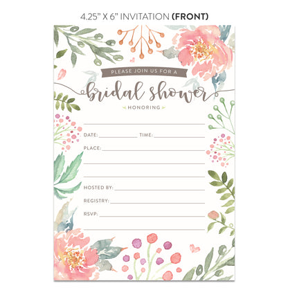 Pink Floral Bridal Shower Invitations