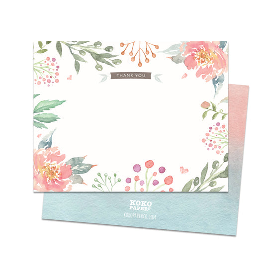 Pink Floral Thank You Cards (Flat)