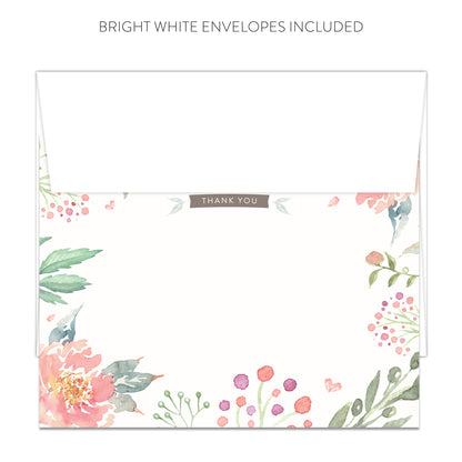Pink Floral Thank You Cards (Flat)