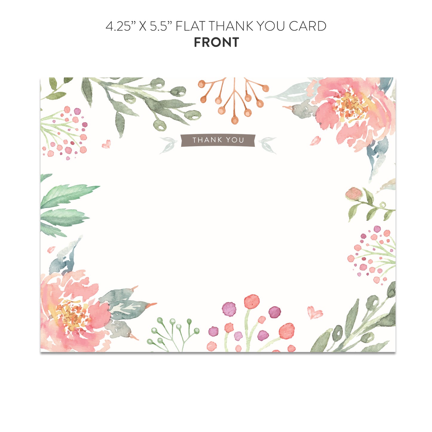 Pink Floral Thank You Cards (Flat)