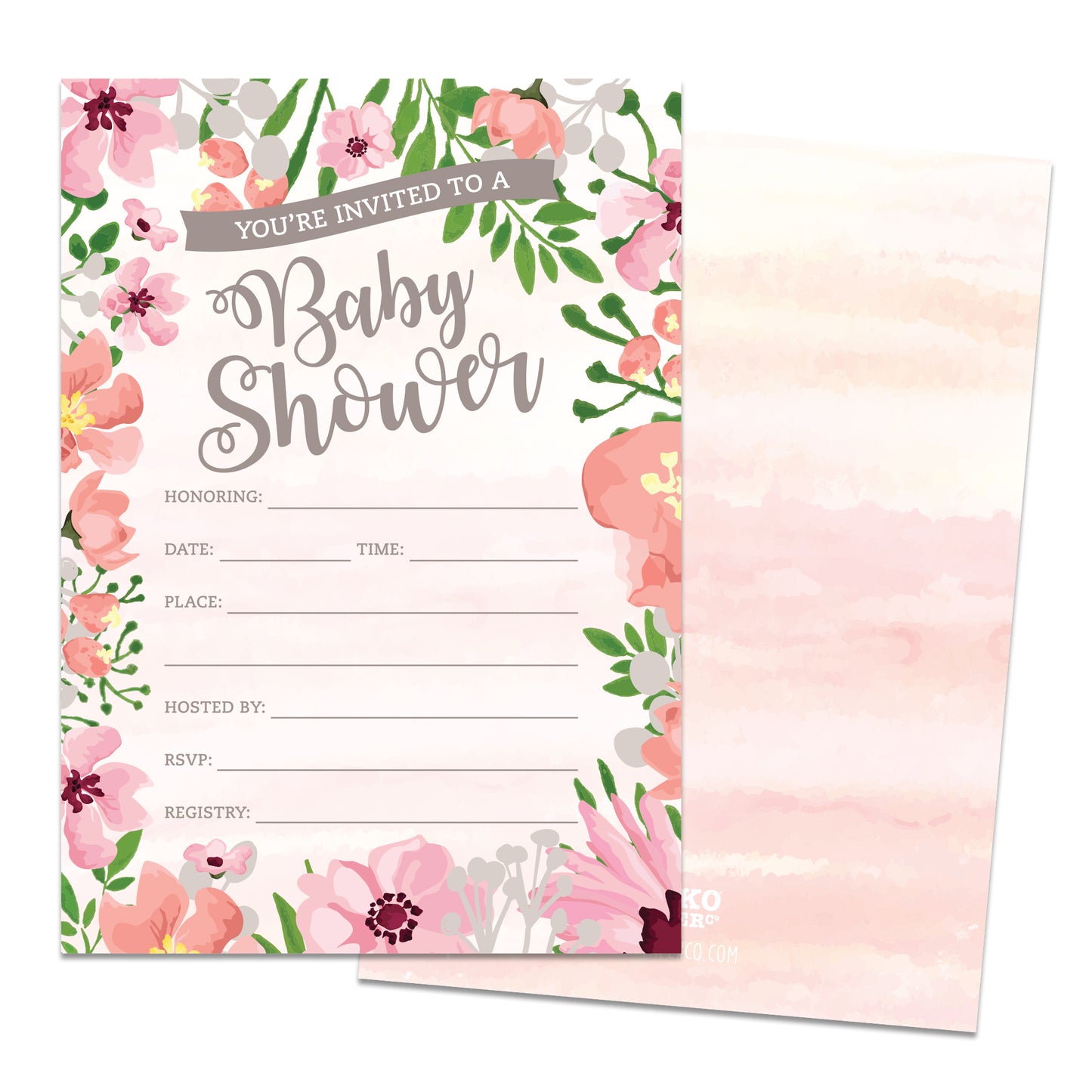 Pink Garden Baby Shower Invitations