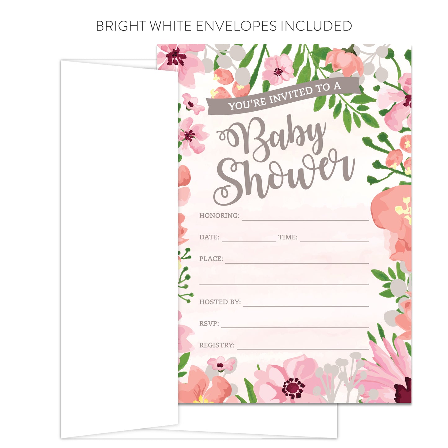 Pink Garden Baby Shower Invitations