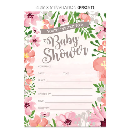 Pink Garden Baby Shower Invitations