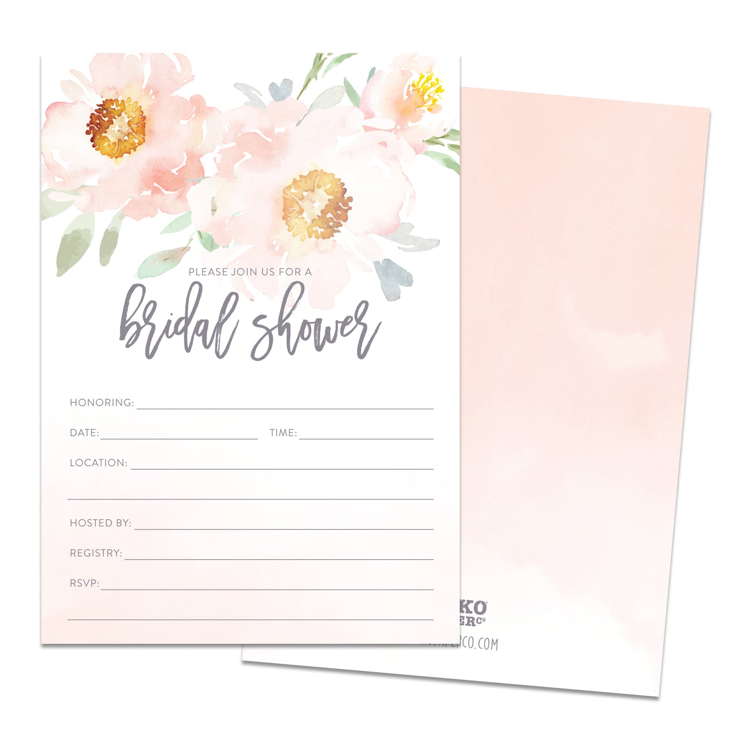 Pink Peony Bridal Shower Invitations