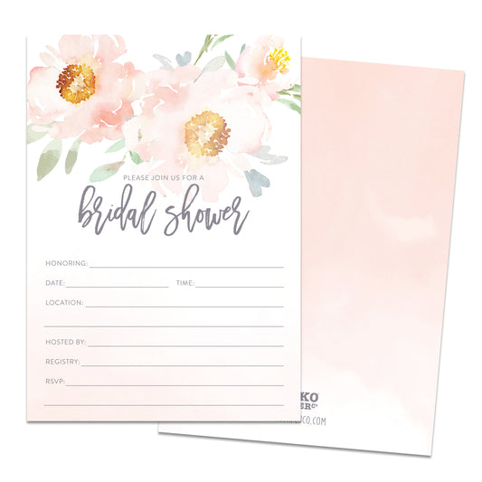 Pink Peony Bridal Shower Invitations