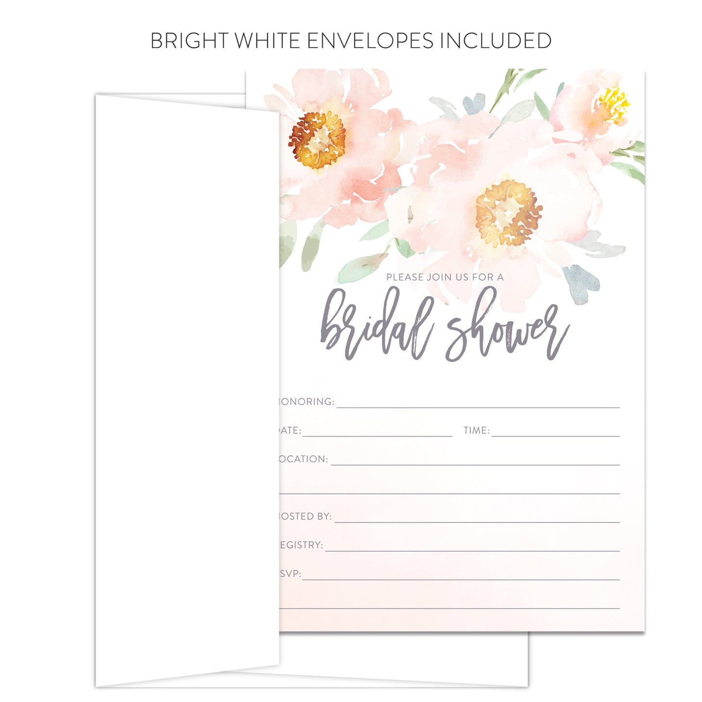 Pink Peony Bridal Shower Invitations