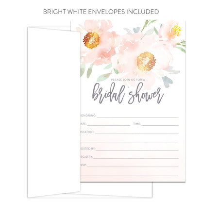 Pink Peony Bridal Shower Invitations