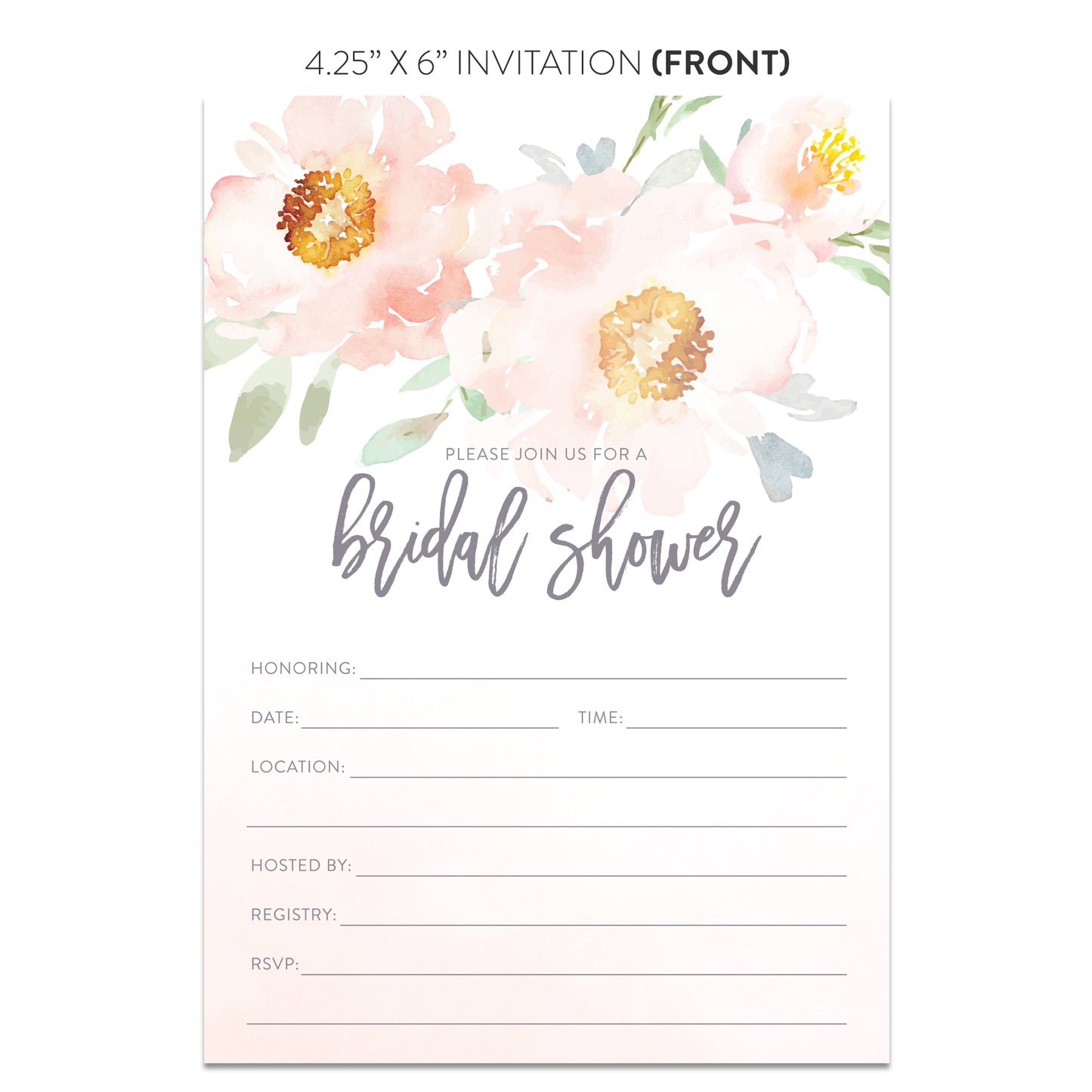 Pink Peony Bridal Shower Invitations