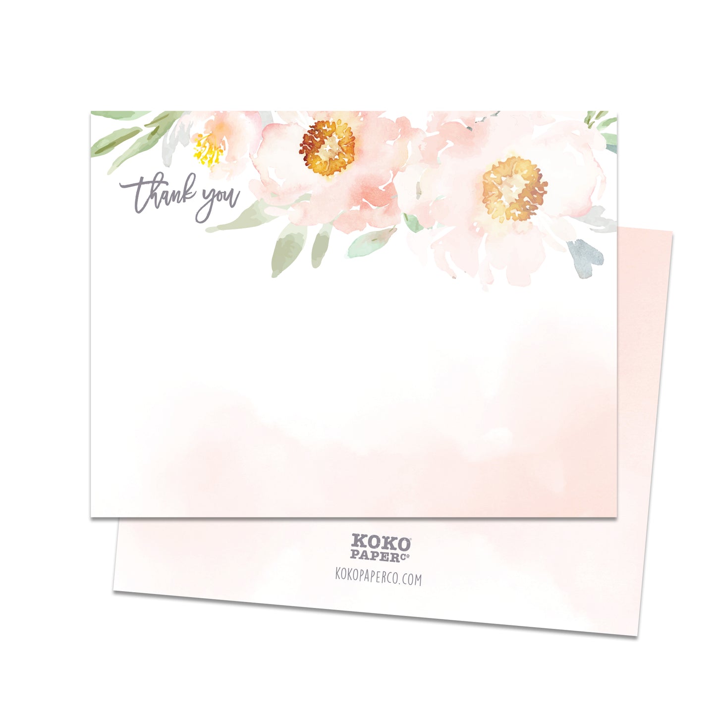 Pink Peony Thank You Cards (Flat)