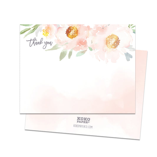 Pink Peony Thank You Cards (Flat)