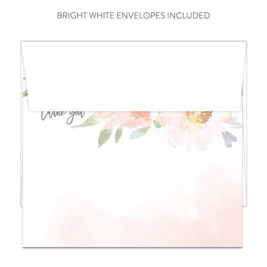 Pink Peony Thank You Cards (Flat)