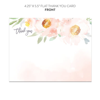 Pink Peony Thank You Cards (Flat)