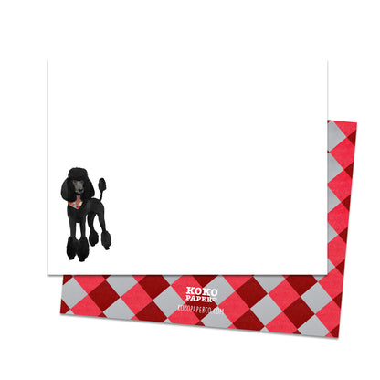 Black Poodle with Bandana Blank Note Cards (Flat)