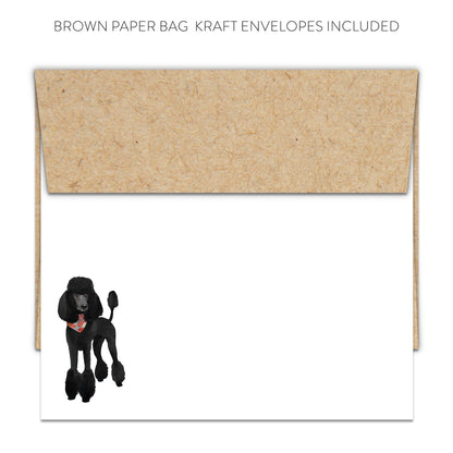 Black Poodle with Bandana Blank Note Cards (Flat)