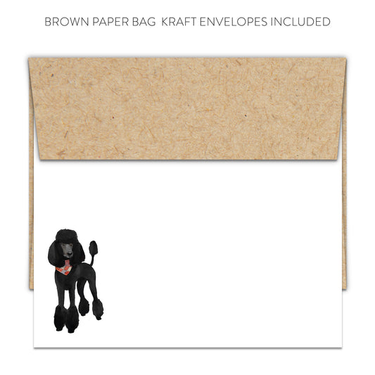 Black Poodle with Bandana Blank Note Cards (Flat)