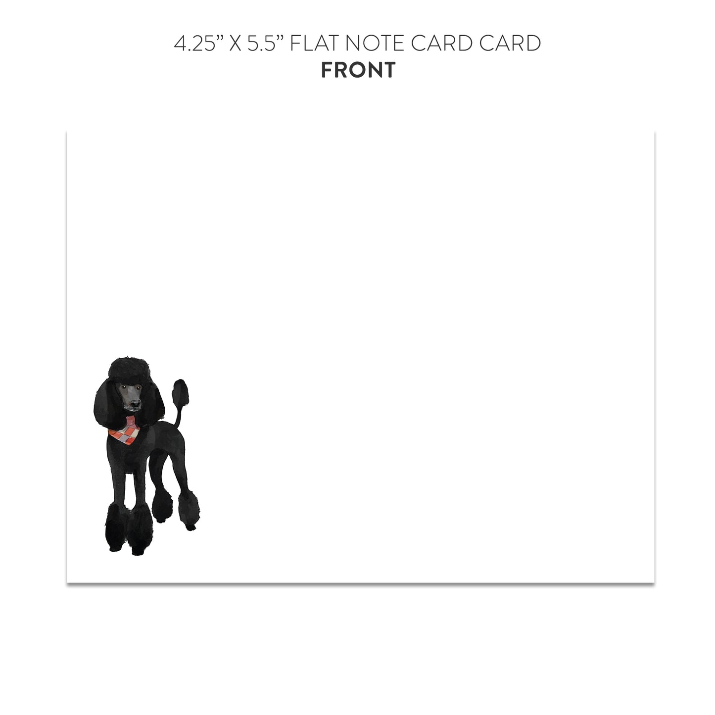 Black Poodle with Bandana Blank Note Cards (Flat)