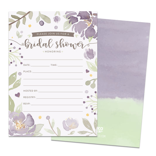 Purple Floral Baby Shower Invitations