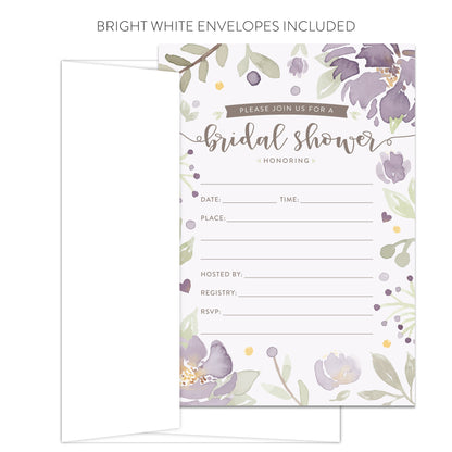 Purple Floral Baby Shower Invitations
