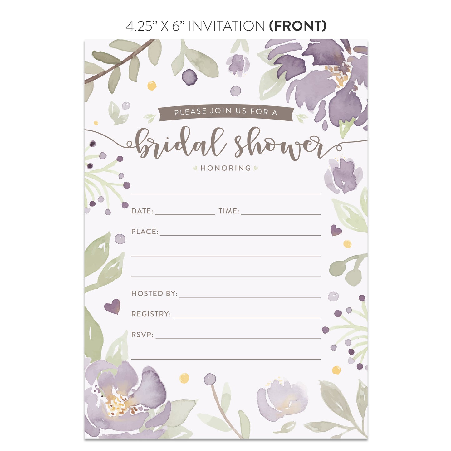 Purple Floral Baby Shower Invitations