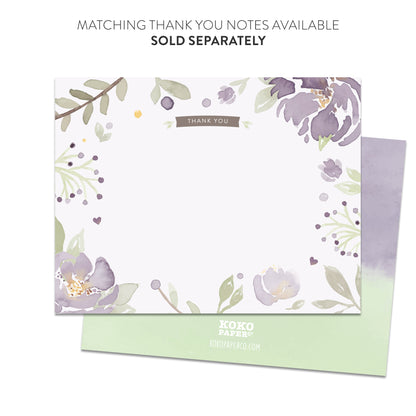 Purple Floral Baby Shower Invitations