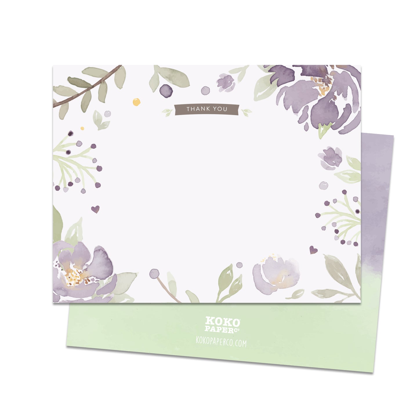 Purple Floral Thank You Cards (Flat)