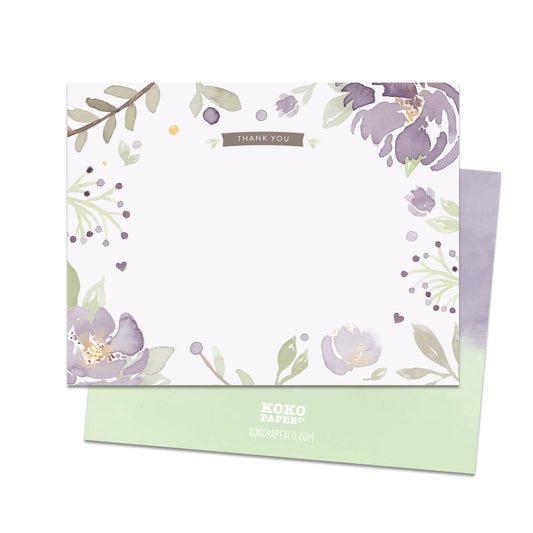 Purple Floral Thank You Cards (Flat)