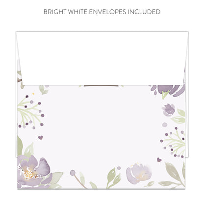 Purple Floral Thank You Cards (Flat)