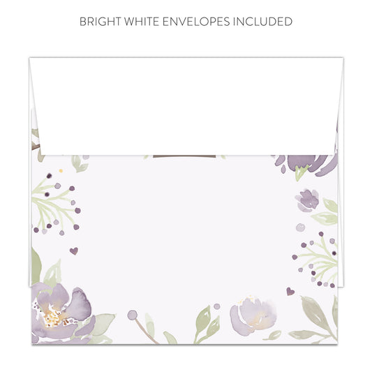Purple Floral Thank You Cards (Flat)