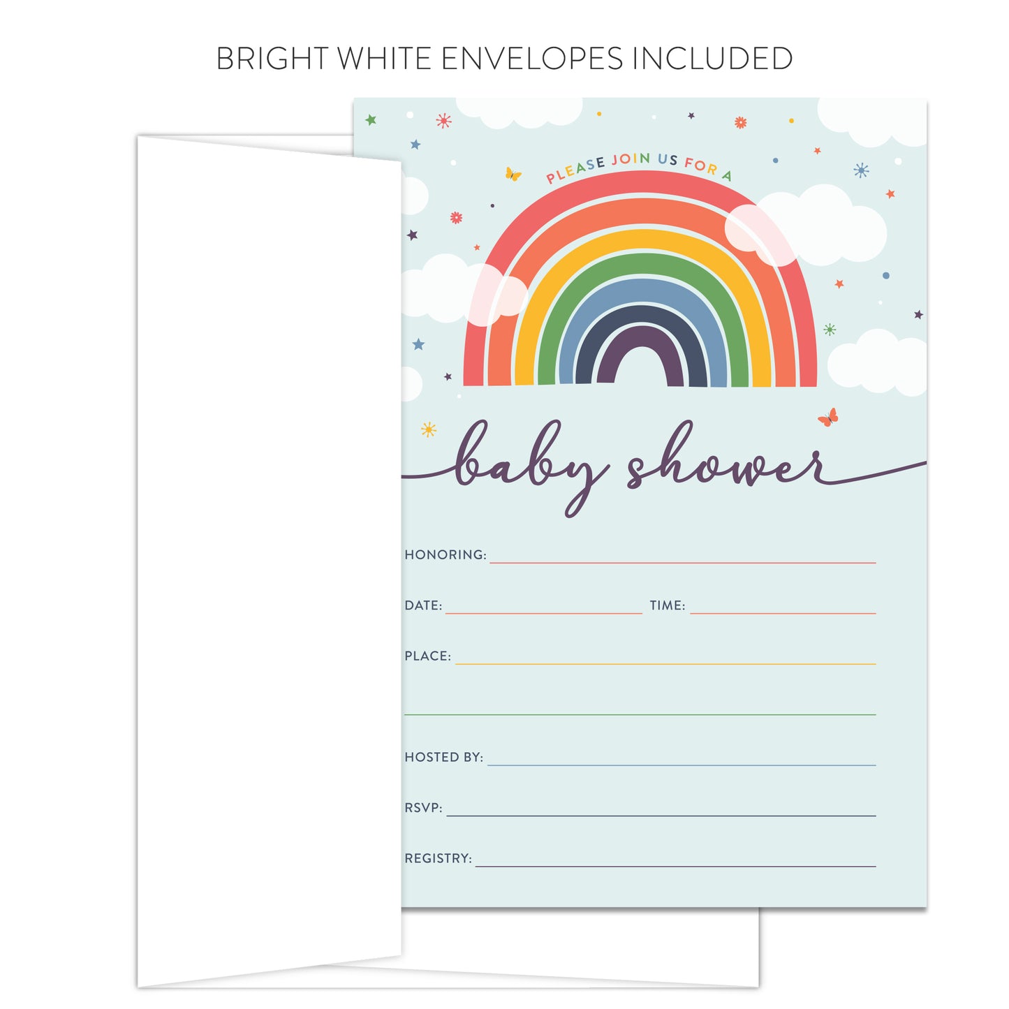 Rainbow Baby Shower Invitations