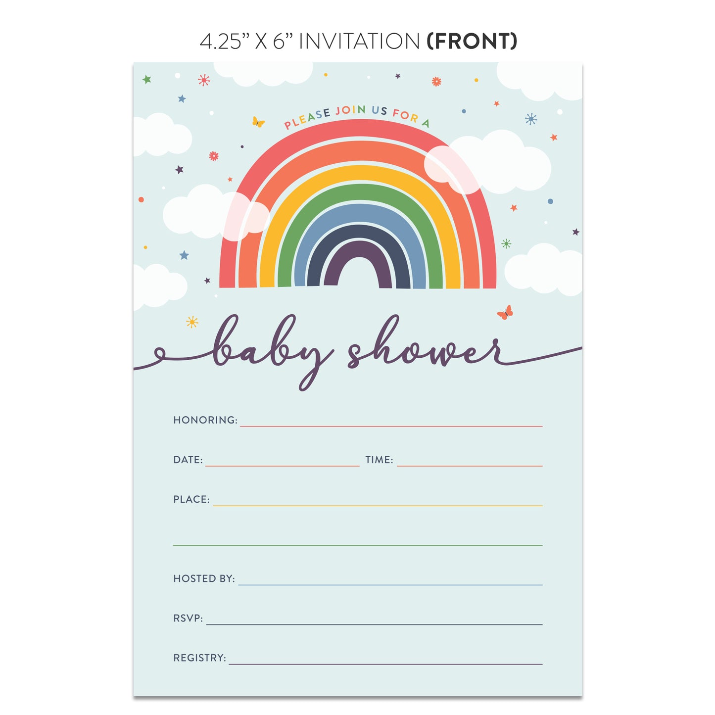 Rainbow Baby Shower Invitations