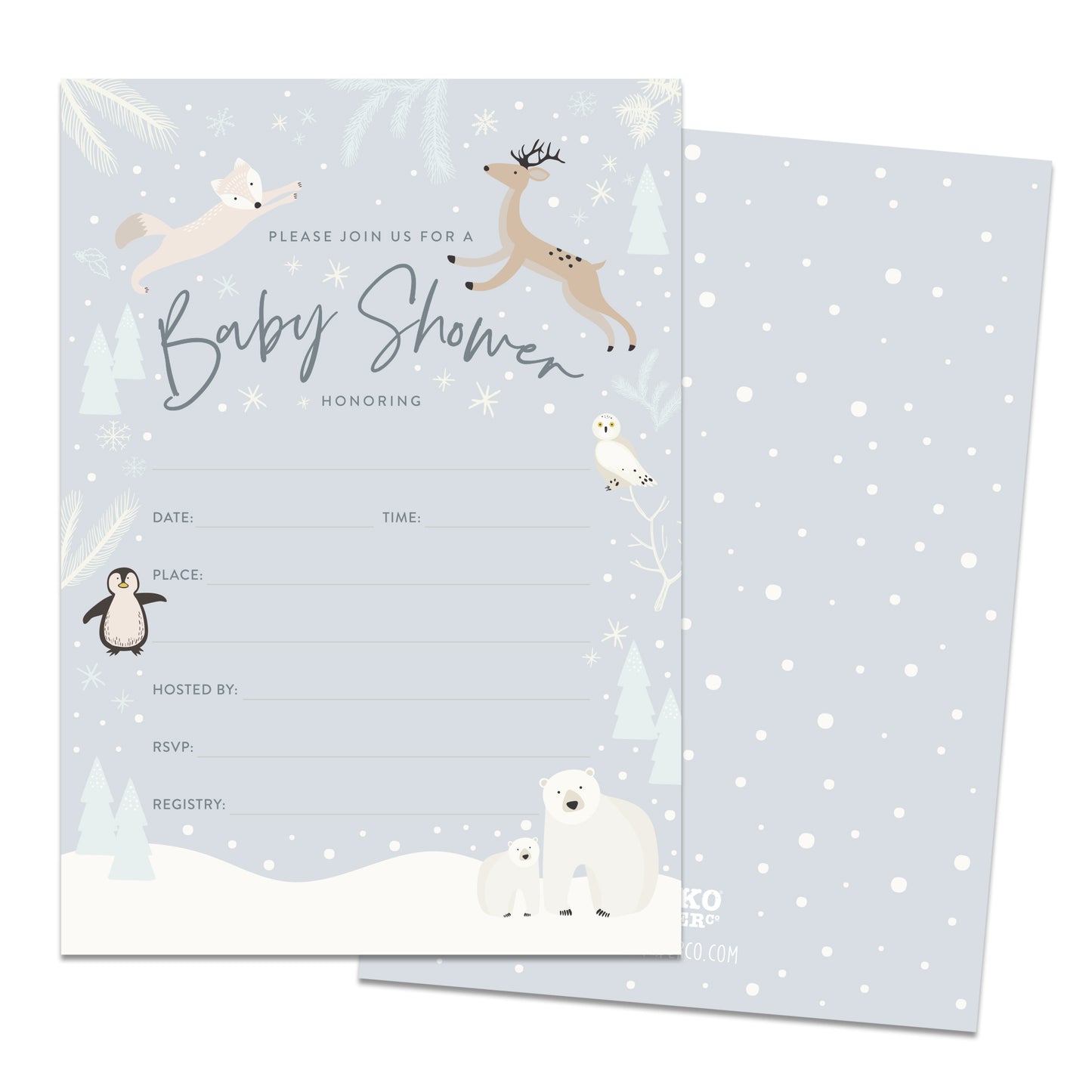 Snowy Winter Wonderland Baby Shower Invitations