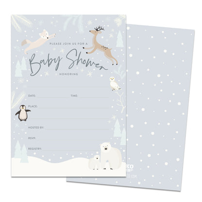 Snowy Winter Wonderland Baby Shower Invitations