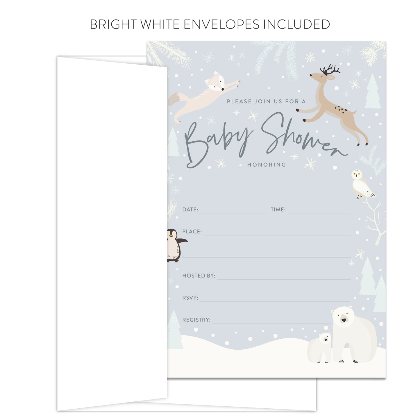 Snowy Winter Wonderland Baby Shower Invitations