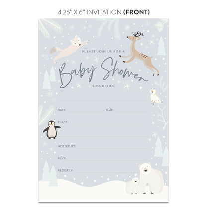 Snowy Winter Wonderland Baby Shower Invitations