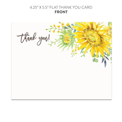 Sunflower Thank You Cards (Flat)