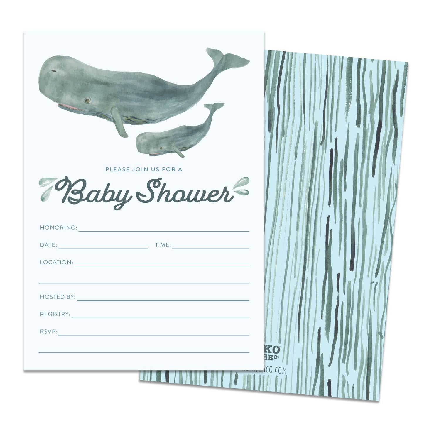 Whale Baby Shower Invitations