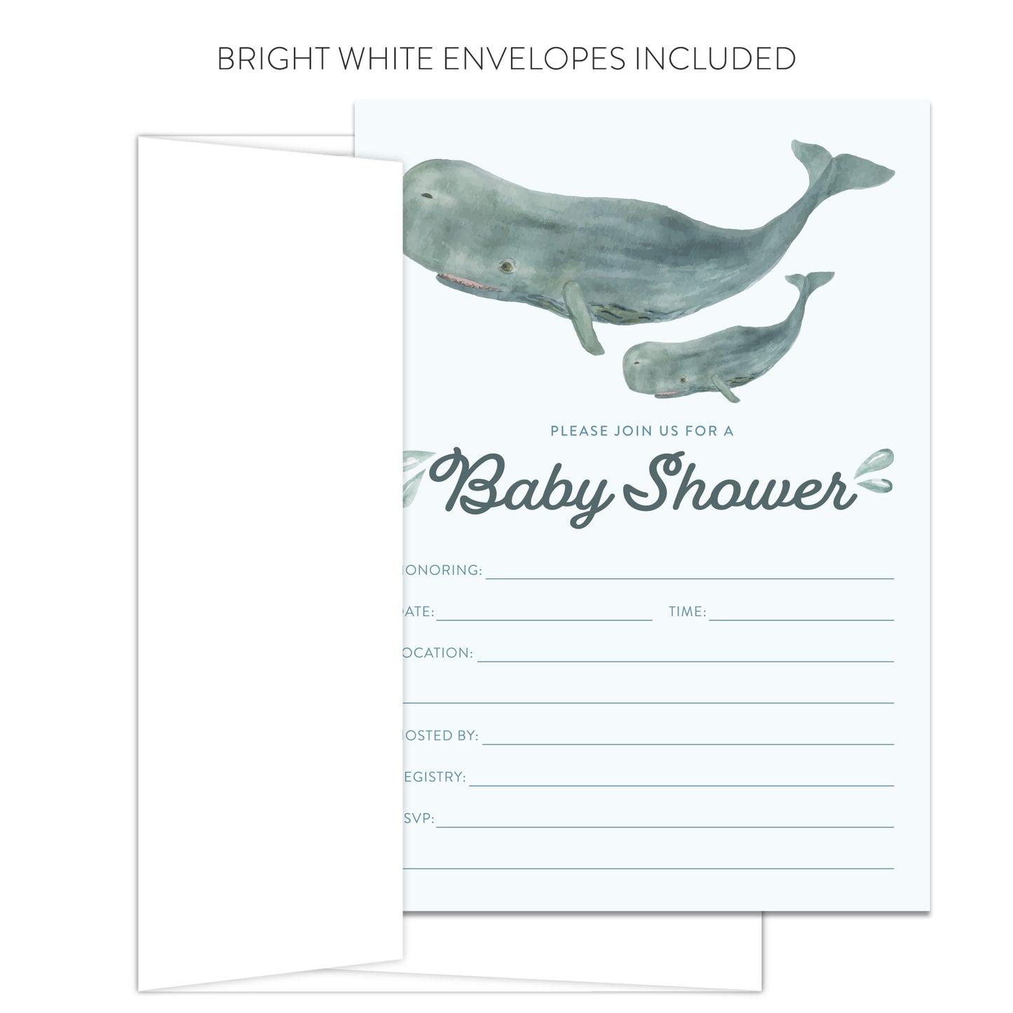 Whale Baby Shower Invitations