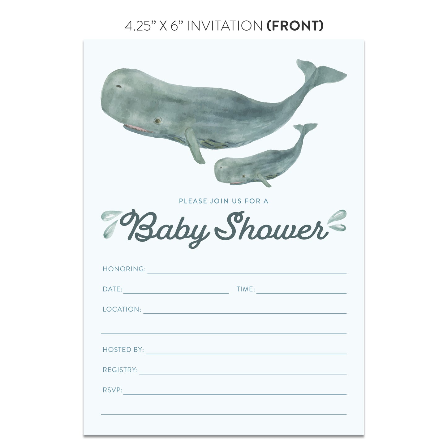 Whale Baby Shower Invitations