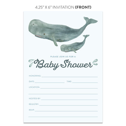 Whale Baby Shower Invitations